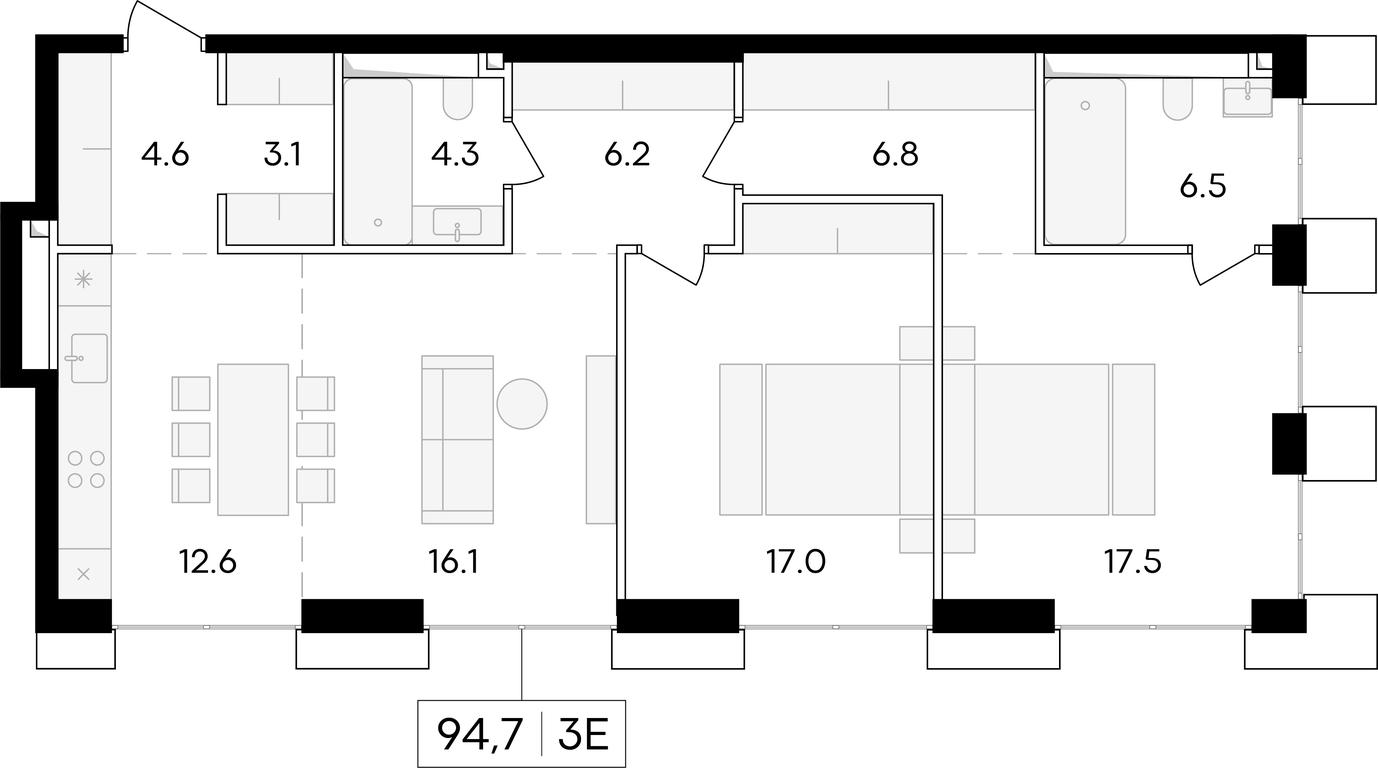 3-BD Apartment Sale, 95.6 sq. m. at Life Time, Sergeya Makeyeva Street, вл11/9с1-10, Moscow, Russia #1 3-BD Apartment Sale, 95.6 sq. m. at Life Time, Sergeya Makeyeva Street, вл11/9с1-10, Moscow, Russia #1