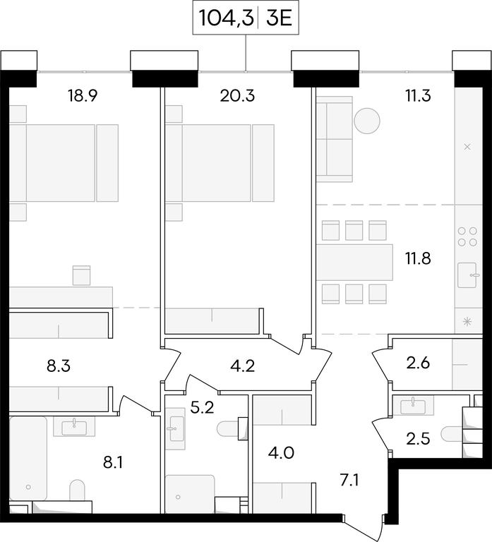 1-BD Apartment Sale, 105.3 sq. m. at Life Time, Sergeya Makeyeva Street, вл11/9с1-10, Moscow, Russia #1 1-BD Apartment Sale, 105.3 sq. m. at Life Time, Sergeya Makeyeva Street, вл11/9с1-10, Moscow, Russia #1