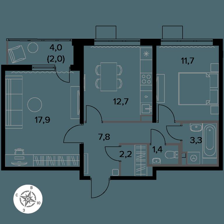 2-BD Apartment Sale, 59 sq. m. at Pervy Donskoj, zhiloy mikrorayon Sapronovo, derevnya Sapronovo, Leninskiy City District, Moscow Region, Russia #1 2-BD Apartment Sale, 59 sq. m. at Pervy Donskoj, zhiloy mikrorayon Sapronovo, derevnya Sapronovo, Leninskiy City District, Moscow Region, Russia #1