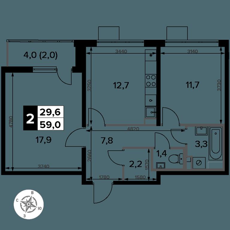 2-BD Apartment Sale, 59 sq. m. at Pervy Donskoj, zhiloy mikrorayon Sapronovo, derevnya Sapronovo, Leninskiy City District, Moscow Region, Russia #2 2-BD Apartment Sale, 59 sq. m. at Pervy Donskoj, zhiloy mikrorayon Sapronovo, derevnya Sapronovo, Leninskiy City District, Moscow Region, Russia #2
