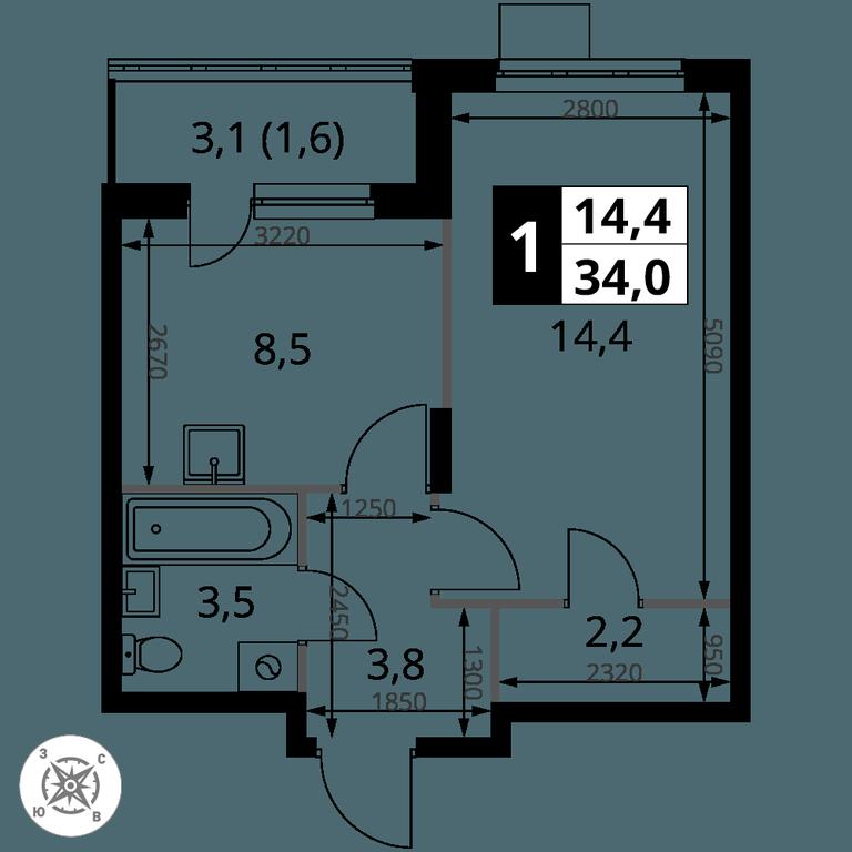 1-BD Apartment Sale, 34 sq. m. at Pervy Donskoj, zhiloy mikrorayon Sapronovo, derevnya Sapronovo, Leninskiy City District, Moscow Region, Russia #2 1-BD Apartment Sale, 34 sq. m. at Pervy Donskoj, zhiloy mikrorayon Sapronovo, derevnya Sapronovo, Leninskiy City District, Moscow Region, Russia #2