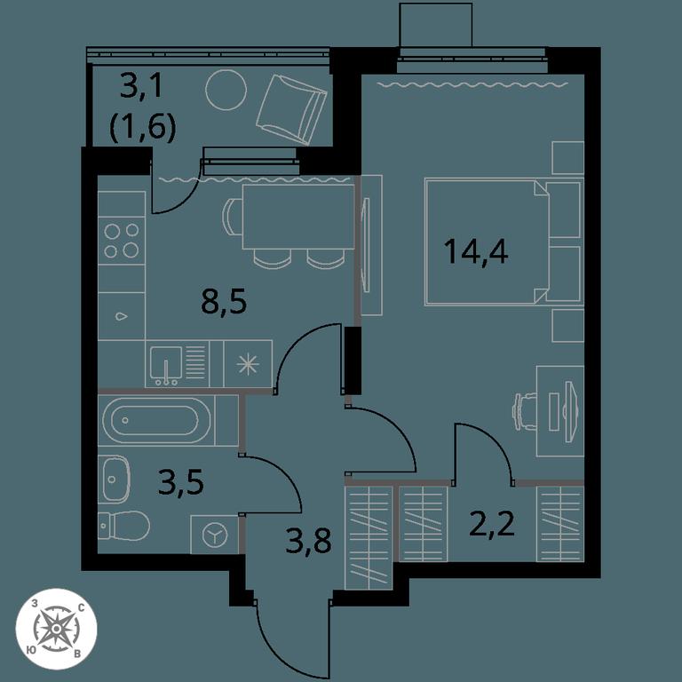 1-BD Apartment Sale, 34 sq. m. at Pervy Donskoj, zhiloy mikrorayon Sapronovo, derevnya Sapronovo, Leninskiy City District, Moscow Region, Russia #1 1-BD Apartment Sale, 34 sq. m. at Pervy Donskoj, zhiloy mikrorayon Sapronovo, derevnya Sapronovo, Leninskiy City District, Moscow Region, Russia #1