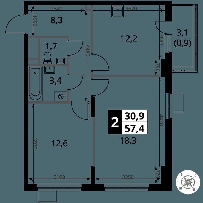 2-BD Apartment Sale, 57.4 sq. m. at Pervy Donskoj, zhiloy mikrorayon Sapronovo, derevnya Sapronovo, Leninskiy City District, Moscow Region, Russia #2 2-BD Apartment Sale, 57.4 sq. m. at Pervy Donskoj, zhiloy mikrorayon Sapronovo, derevnya Sapronovo, Leninskiy City District, Moscow Region, Russia #2