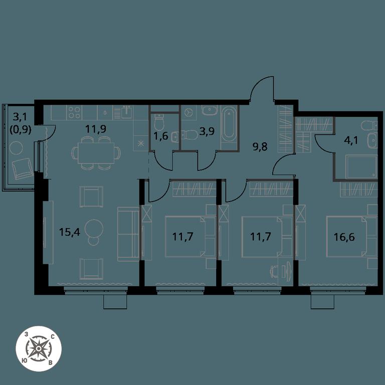 4-BD Apartment Sale, 87.6 sq. m. at Pervy Donskoj, zhiloy mikrorayon Sapronovo, derevnya Sapronovo, Leninskiy City District, Moscow Region, Russia #1 4-BD Apartment Sale, 87.6 sq. m. at Pervy Donskoj, zhiloy mikrorayon Sapronovo, derevnya Sapronovo, Leninskiy City District, Moscow Region, Russia #1