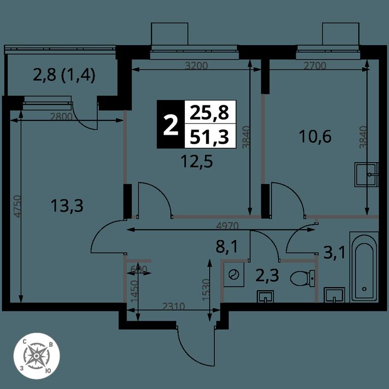 2-BD Apartment Sale, 51.3 sq. m. at Pervy Donskoj, zhiloy mikrorayon Sapronovo, derevnya Sapronovo, Leninskiy City District, Moscow Region, Russia #2 2-BD Apartment Sale, 51.3 sq. m. at Pervy Donskoj, zhiloy mikrorayon Sapronovo, derevnya Sapronovo, Leninskiy City District, Moscow Region, Russia #2