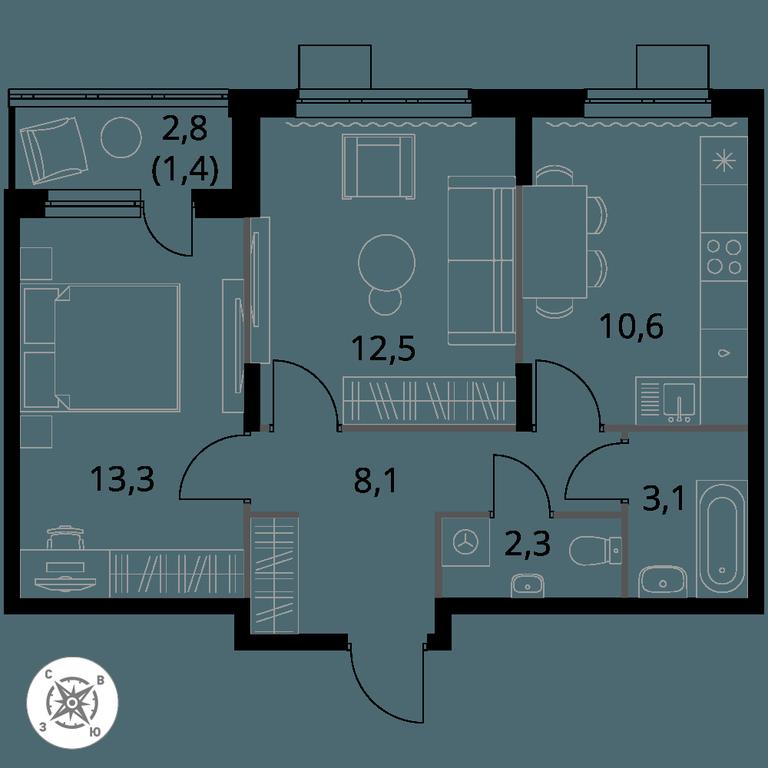 2-BD Apartment Sale, 51.3 sq. m. at Pervy Donskoj, zhiloy mikrorayon Sapronovo, derevnya Sapronovo, Leninskiy City District, Moscow Region, Russia #1 2-BD Apartment Sale, 51.3 sq. m. at Pervy Donskoj, zhiloy mikrorayon Sapronovo, derevnya Sapronovo, Leninskiy City District, Moscow Region, Russia #1