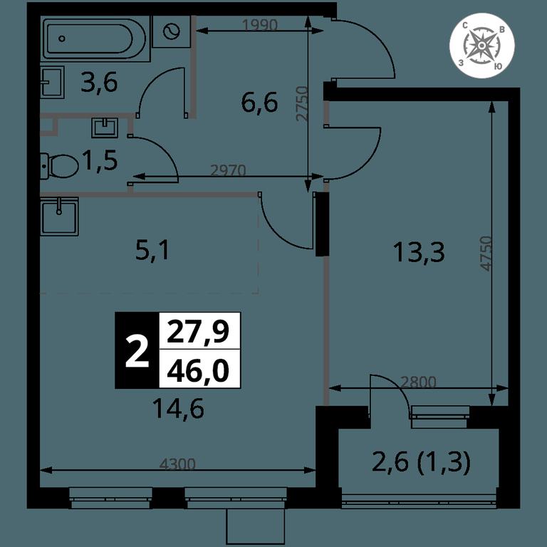 2-BD Apartment Sale, 46 sq. m. at Pervy Donskoj, zhiloy mikrorayon Sapronovo, derevnya Sapronovo, Leninskiy City District, Moscow Region, Russia #2 2-BD Apartment Sale, 46 sq. m. at Pervy Donskoj, zhiloy mikrorayon Sapronovo, derevnya Sapronovo, Leninskiy City District, Moscow Region, Russia #2
