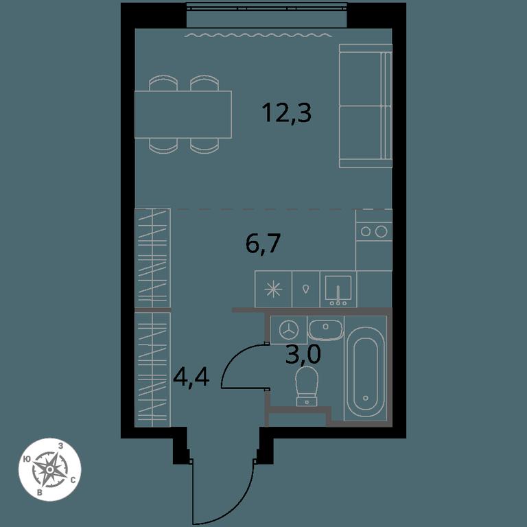 Apartment Sale, 26.4 sq. m. at Pervy Donskoj, zhiloy mikrorayon Sapronovo, derevnya Sapronovo, Leninskiy City District, Moscow Region, Russia #1 Apartment Sale, 26.4 sq. m. at Pervy Donskoj, zhiloy mikrorayon Sapronovo, derevnya Sapronovo, Leninskiy City District, Moscow Region, Russia #1