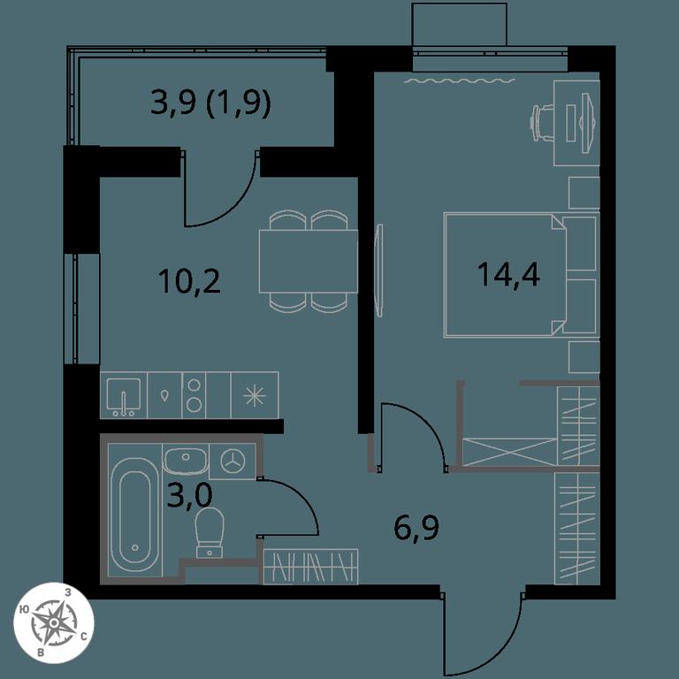1-BD Apartment Sale, 36.4 sq. m. at Pervy Donskoj, zhiloy mikrorayon Sapronovo, derevnya Sapronovo, Leninskiy City District, Moscow Region, Russia #1