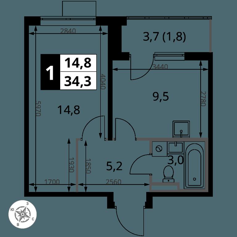 1-BD Apartment Sale, 34.3 sq. m. at Pervy Donskoj, zhiloy mikrorayon Sapronovo, derevnya Sapronovo, Leninskiy City District, Moscow Region, Russia #2 1-BD Apartment Sale, 34.3 sq. m. at Pervy Donskoj, zhiloy mikrorayon Sapronovo, derevnya Sapronovo, Leninskiy City District, Moscow Region, Russia #2
