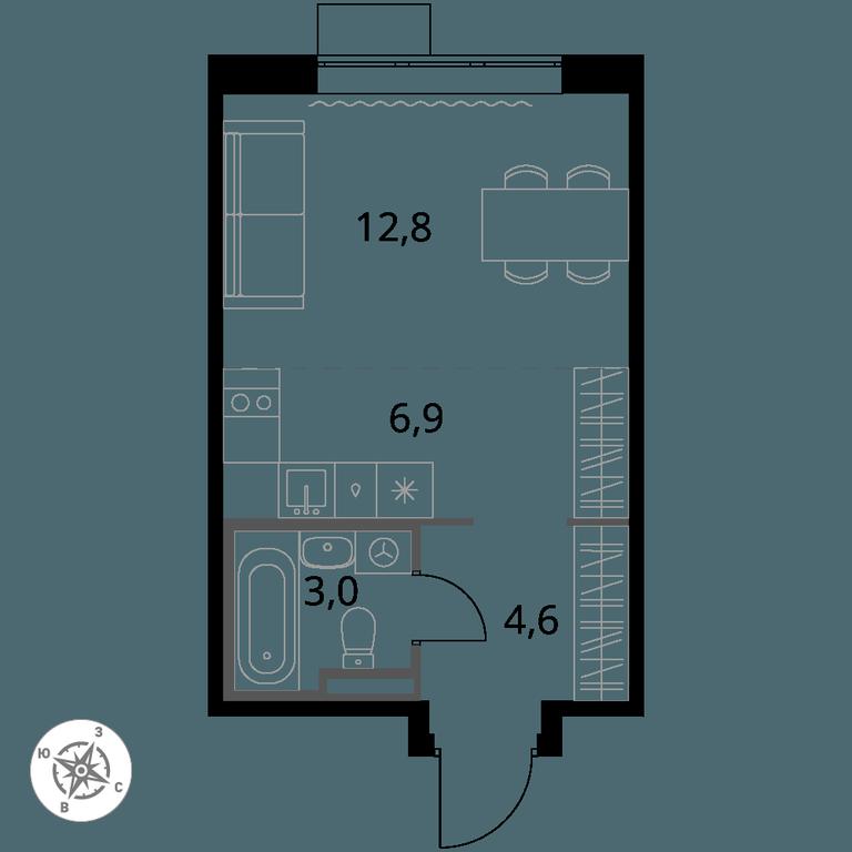 Apartment Sale, 27.3 sq. m. at Pervy Donskoj, zhiloy mikrorayon Sapronovo, derevnya Sapronovo, Leninskiy City District, Moscow Region, Russia #1 Apartment Sale, 27.3 sq. m. at Pervy Donskoj, zhiloy mikrorayon Sapronovo, derevnya Sapronovo, Leninskiy City District, Moscow Region, Russia #1