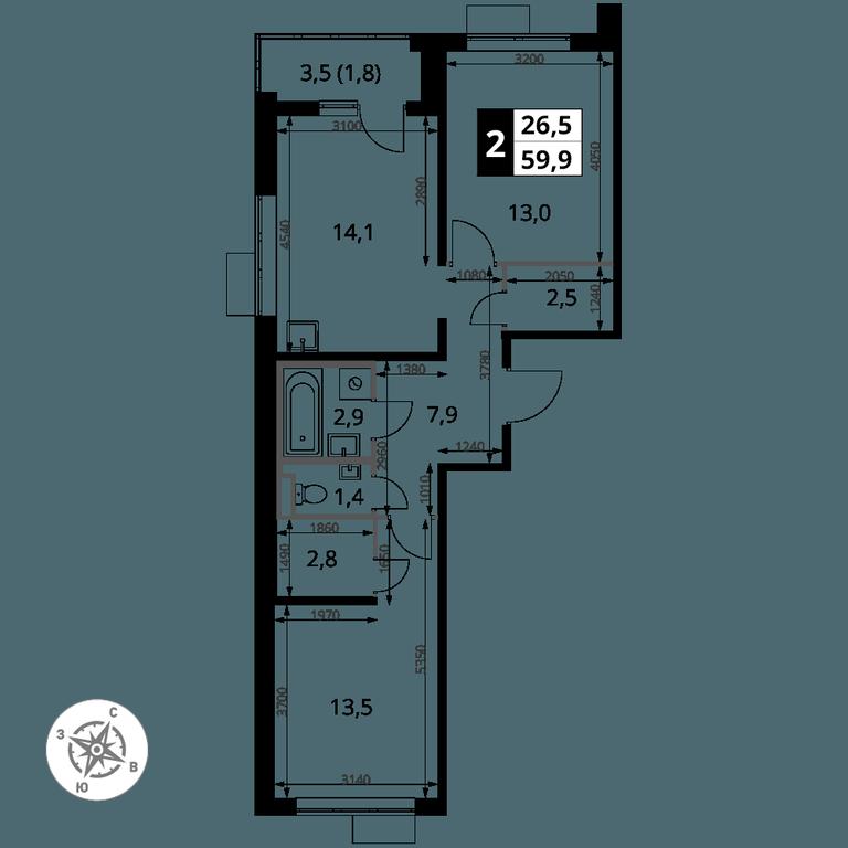 2-BD Apartment Sale, 59.9 sq. m. at Pervy Donskoj, zhiloy mikrorayon Sapronovo, derevnya Sapronovo, Leninskiy City District, Moscow Region, Russia #2 2-BD Apartment Sale, 59.9 sq. m. at Pervy Donskoj, zhiloy mikrorayon Sapronovo, derevnya Sapronovo, Leninskiy City District, Moscow Region, Russia #2