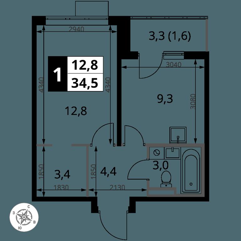 1-BD Apartment Sale, 34.5 sq. m. at Pervy Donskoj, zhiloy mikrorayon Sapronovo, derevnya Sapronovo, Leninskiy City District, Moscow Region, Russia #2 1-BD Apartment Sale, 34.5 sq. m. at Pervy Donskoj, zhiloy mikrorayon Sapronovo, derevnya Sapronovo, Leninskiy City District, Moscow Region, Russia #2