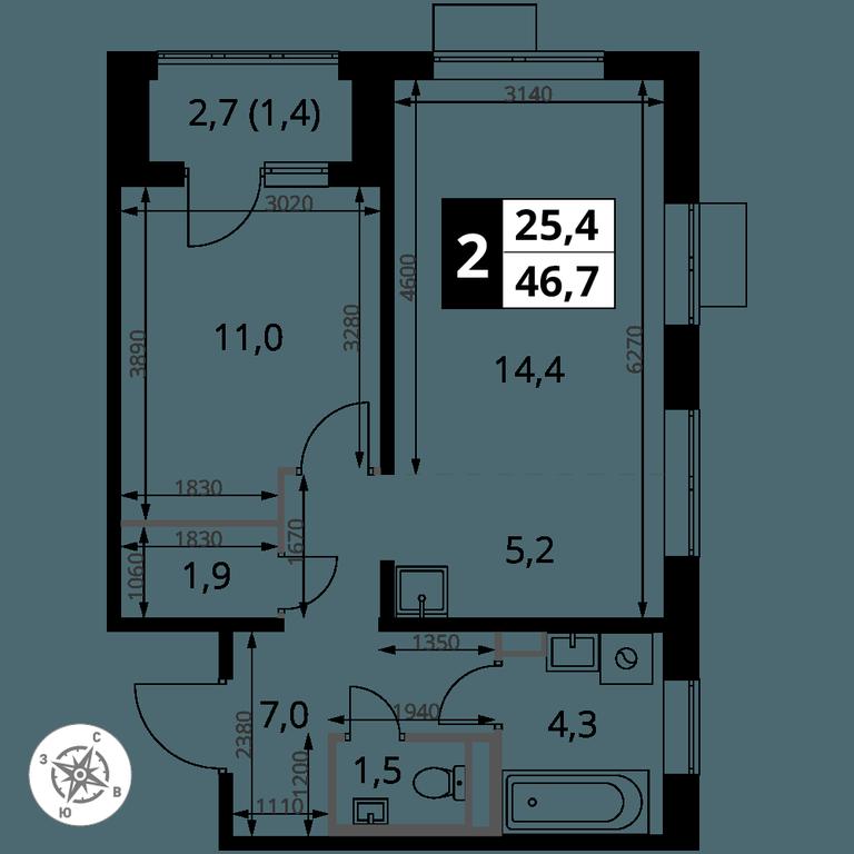 2-BD Apartment Sale, 46.7 sq. m. at Pervy Donskoj, zhiloy mikrorayon Sapronovo, derevnya Sapronovo, Leninskiy City District, Moscow Region, Russia #2 2-BD Apartment Sale, 46.7 sq. m. at Pervy Donskoj, zhiloy mikrorayon Sapronovo, derevnya Sapronovo, Leninskiy City District, Moscow Region, Russia #2