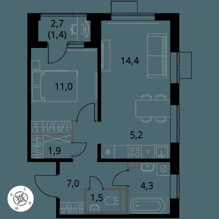 2-BD Apartment Sale, 46.7 sq. m. at Pervy Donskoj, zhiloy mikrorayon Sapronovo, derevnya Sapronovo, Leninskiy City District, Moscow Region, Russia #1 2-BD Apartment Sale, 46.7 sq. m. at Pervy Donskoj, zhiloy mikrorayon Sapronovo, derevnya Sapronovo, Leninskiy City District, Moscow Region, Russia #1