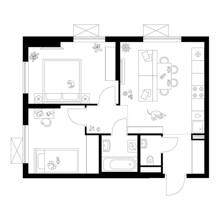 2-BD Apartment Sale, 48.5 sq. m. at Salarevo Park, Salaryevskaya Street, 8к1, Moskovskiy Settlement, Moscow, Russia #1