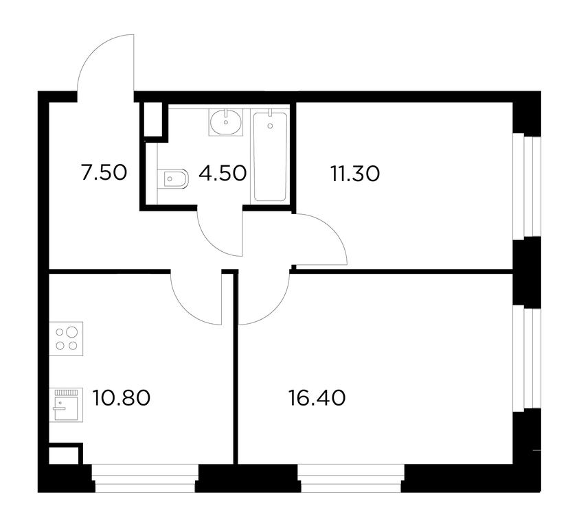 2-BD Apartment Sale, 50.5平方米 at Belyi Grad, Tsentralnaya Street, 1, Mytischi, Moscow Region, Russia #1