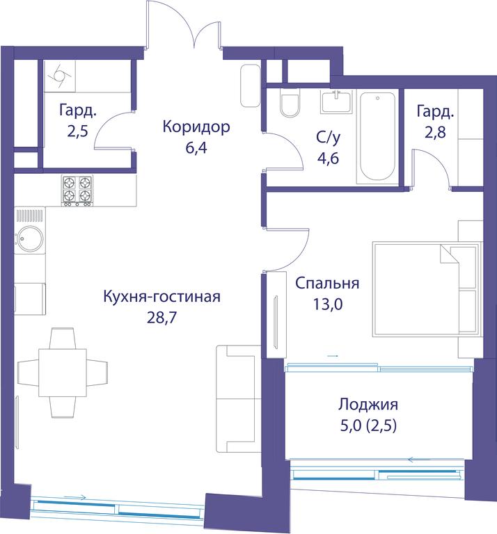 1-BD Apartment Sale, 60.5平方米 at Reka, Michurinsky Avenue, 60к1, Moscow, Russia #1 1-BD Apartment Sale, 60.5平方米 at Reka, Michurinsky Avenue, 60к1, Moscow, Russia #1