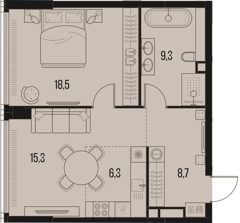 1-BD Apartment Sale, 58.1平方米 at High Life, Letnikovskaya Street, 11/10с1, Moscow, Russia #1 1-BD Apartment Sale, 58.1平方米 at High Life, Letnikovskaya Street, 11/10с1, Moscow, Russia #1