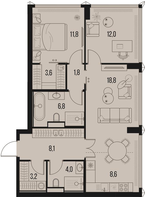 2-BD Apartment Sale, 78.7 sq. m. at High Life, Letnikovskaya Street, 11/10с1, Moscow, Russia #1 2-BD Apartment Sale, 78.7 sq. m. at High Life, Letnikovskaya Street, 11/10с1, Moscow, Russia #1