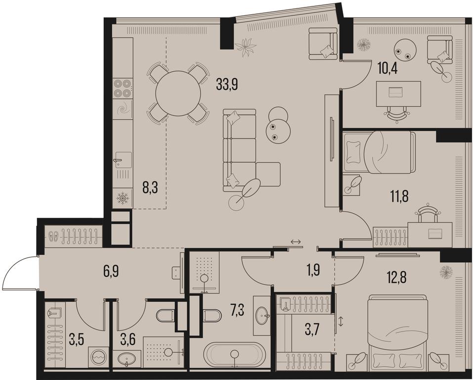 3-BD Apartment Sale, 104.1平方米 at High Life, Letnikovskaya Street, 11/10с1, Moscow, Russia #1