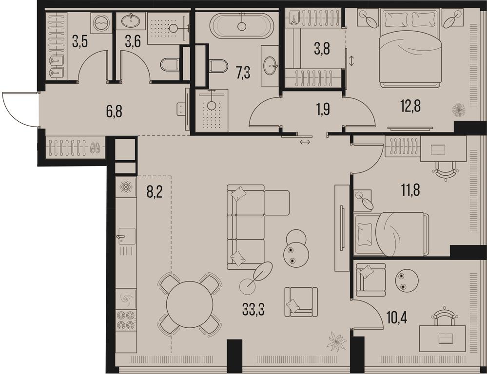 3-BD Apartment Sale, 103.3平方米 at High Life, Letnikovskaya Street, 11/10с1, Moscow, Russia #1