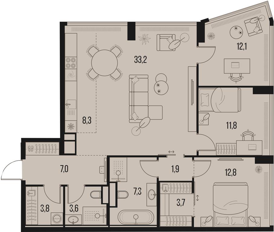 3-BD Apartment Sale, 105.1平方米 at High Life, Letnikovskaya Street, 11/10с1, Moscow, Russia #1