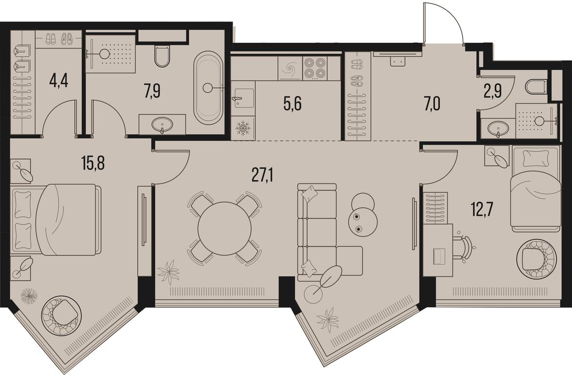 2-BD Apartment Sale, 83.4平方米 at High Life, Letnikovskaya Street, 11/10с1, Moscow, Russia #1 2-BD Apartment Sale, 83.4平方米 at High Life, Letnikovskaya Street, 11/10с1, Moscow, Russia #1
