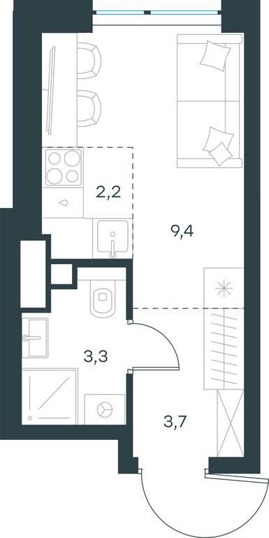 Apartment Sale, 18.6平方米 at Level Michurinskiy, Озёрная улица, вл1, Москва, Россия #1