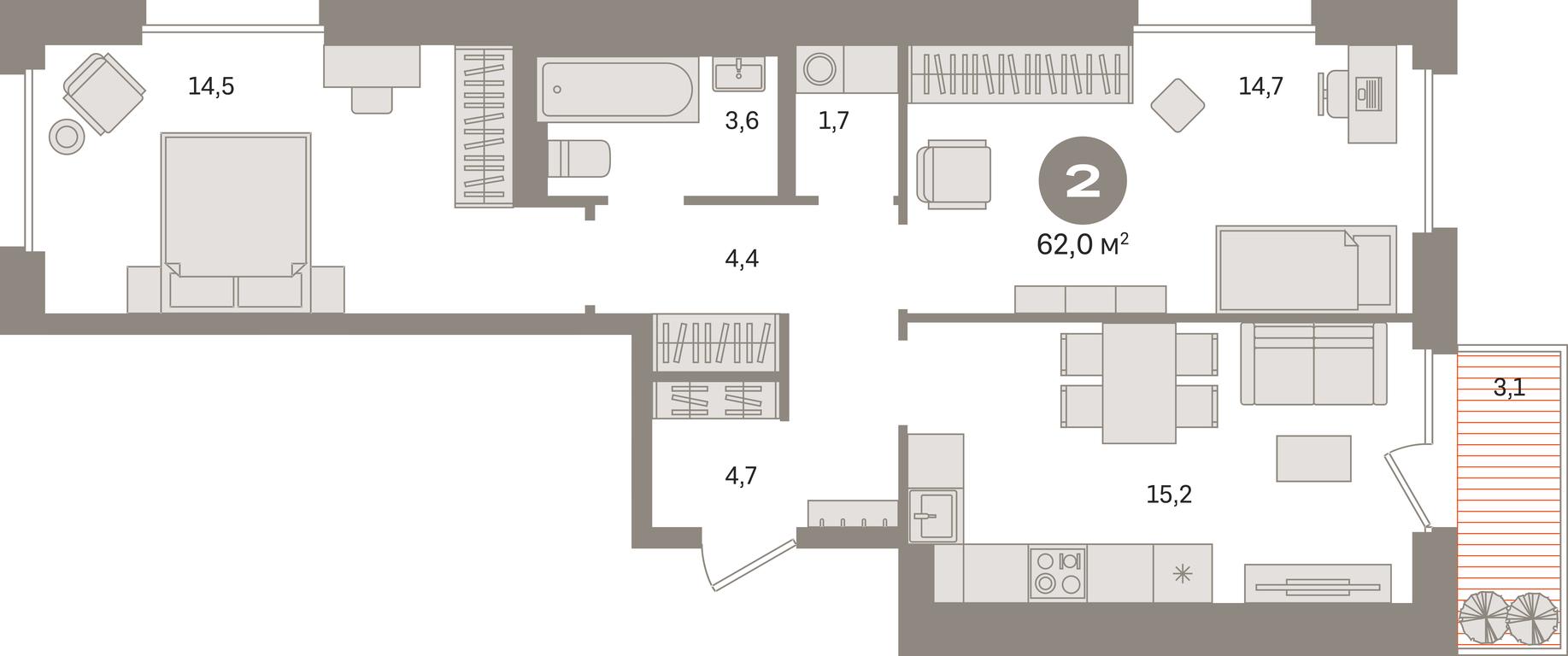 2-BD Apartment Sale, 62 sq. m. at Kvartal Gercena, zhiloy kompleks Kvartal Gertsena, Moscow, Russia #1 2-BD Apartment Sale, 62 sq. m. at Kvartal Gercena, zhiloy kompleks Kvartal Gertsena, Moscow, Russia #1