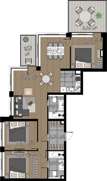 4-BD Apartment Sale, 96.38 sq. m. at Kvartal Serebryany Bor, Berzarina Street, Moscow, Russia #1 4-BD Apartment Sale, 96.38 sq. m. at Kvartal Serebryany Bor, Berzarina Street, Moscow, Russia #1