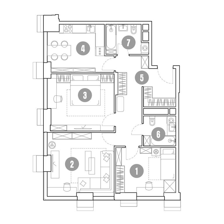 2-BD Apartment Sale, 85.5 sq. m. at Mirapolis, Mira Avenue, 222Ас9, Moscow, Russia #2