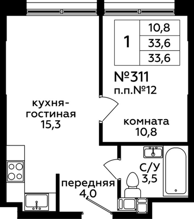 1-BD Apartment Sale, 33.6 sq. m. at Myata, 1st Magistralnaya Street, 25, Moscow, Russia #1