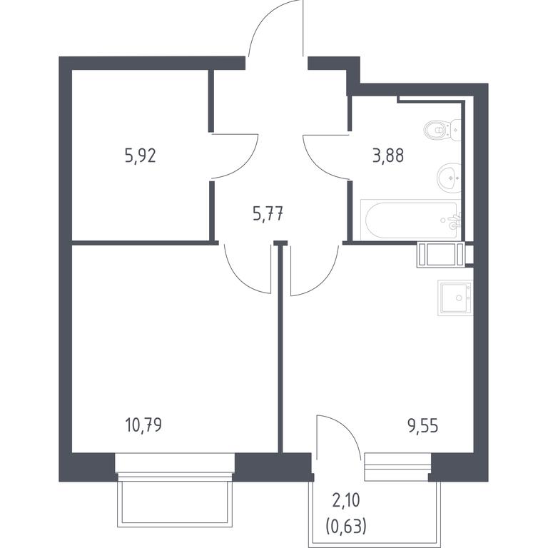 Apartment Sale, 36.5 sq. m. at Tomilino Park, 1-y kvartal, posyolok Zhilino-1, Lubertsy City District, Moscow Region, Russia #1