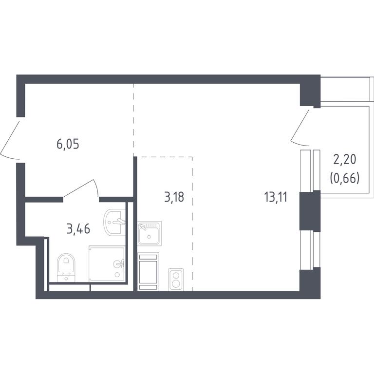 Apartment Sale, 26.3平方米 at Piatnitskie Luga, Pyatnitskoye Highway, 2, derevnya Yurlovo, Solnechnogorsk City District, Moscow Region, Russia #1