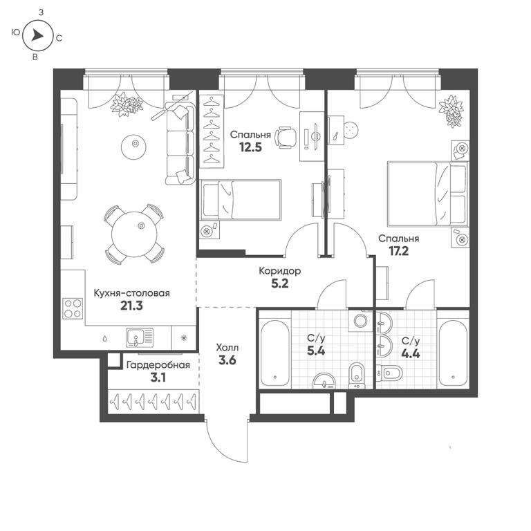 2-BD Apartment Sale, 72.7 sq. m. at Mariinn Park, Oktyabrskaya Street, 103, Moscow, Russia #1 2-BD Apartment Sale, 72.7 sq. m. at Mariinn Park, Oktyabrskaya Street, 103, Moscow, Russia #1