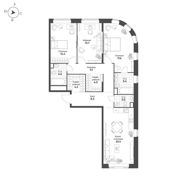 3-BD Apartment Sale, 107.7 sq. m. at Mariinn Park, Oktyabrskaya Street, 103, Moscow, Russia #1 3-BD Apartment Sale, 107.7 sq. m. at Mariinn Park, Oktyabrskaya Street, 103, Moscow, Russia #1