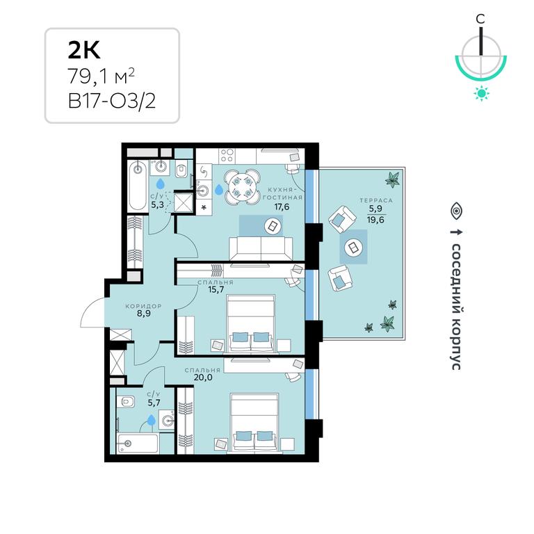 Apartment Sale, 79.1 sq. m. at SberCity, zhiloy kompleks Sbersiti, Rublyovo-Arkhangelskoye Microdistrict, Moscow, Russia #1