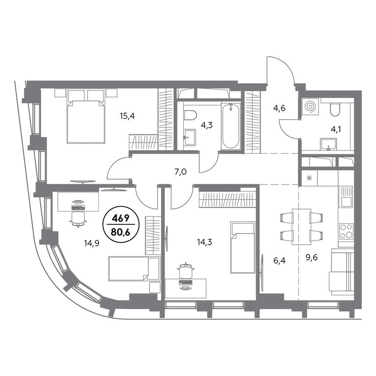 Продажа 4-комн. квартиры, 80,6 м² в ЖК «Дом56», улица Фридриха Энгельса, 56с1, Москва, Россия #1 Продажа 4-комн. квартиры, 80,6 м² в ЖК «Дом56», улица Фридриха Энгельса, 56с1, Москва, Россия #1