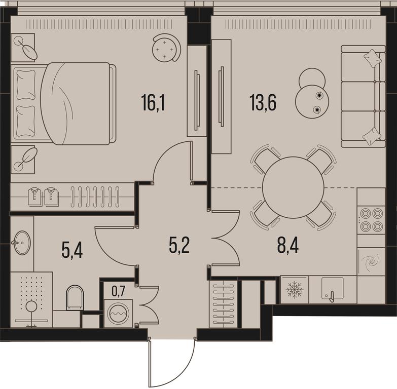 1-BD Apartment Sale, 49.4平方米 at High Life, Letnikovskaya Street, 11/10с1, Moscow, Russia #1