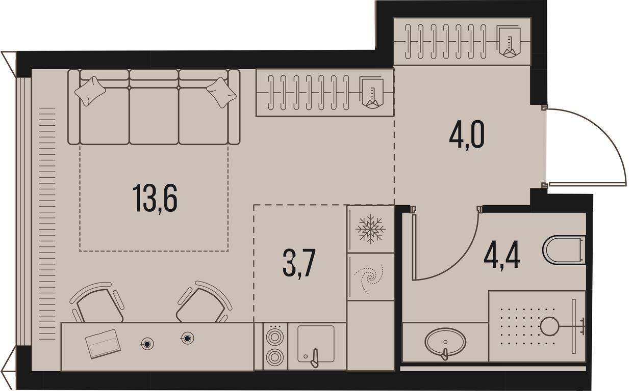 Apartment Sale, 25.7平方米 at High Life, Letnikovskaya Street, 11/10с1, Moscow, Russia #1
