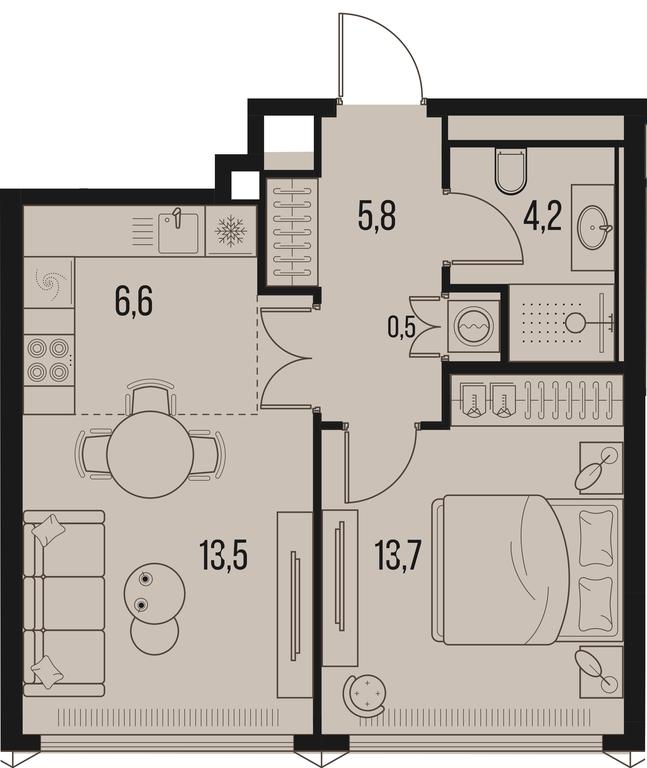 1-BD Apartment Sale, 44.3平方米 at High Life, Letnikovskaya Street, 11/10с1, Moscow, Russia #1 1-BD Apartment Sale, 44.3平方米 at High Life, Letnikovskaya Street, 11/10с1, Moscow, Russia #1