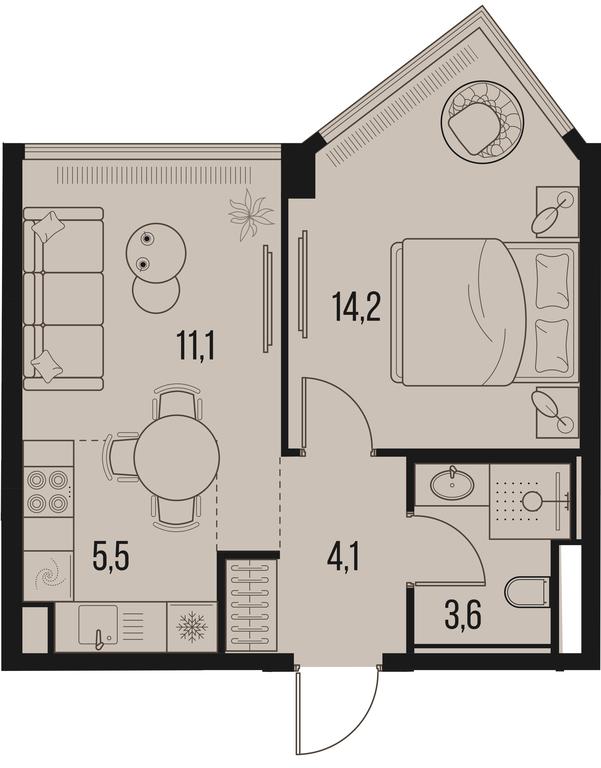 1-BD Apartment Sale, 38.5平方米 at High Life, Letnikovskaya Street, 11/10с1, Moscow, Russia #1