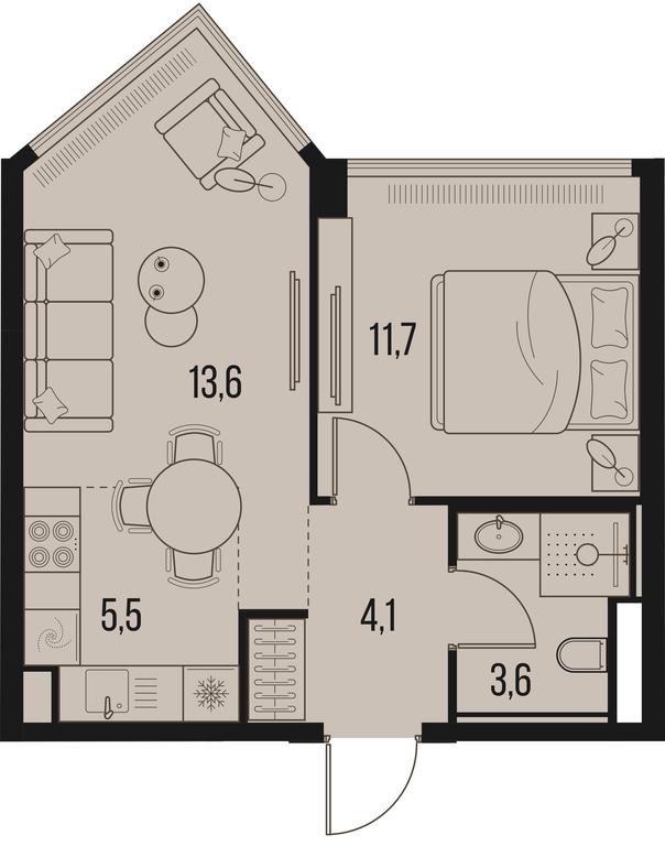 1-BD Apartment Sale, 38.5平方米 at High Life, Letnikovskaya Street, 11/10с1, Moscow, Russia #1