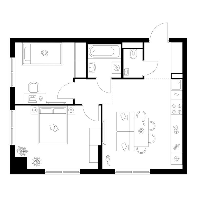 2-BD Apartment Sale, 53.3 sq. m. at Ilinskie Luga, Zapovednaya Street, 1, posyolok Ilyinskoye-Usovo, Krasnogorsk City District, Moscow Region, Russia #1