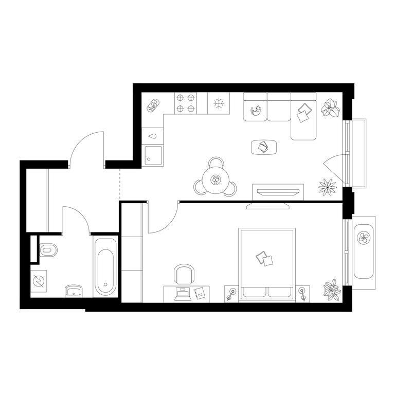 1-BD Apartment Sale, 41.8平方米 at Ilinskie Luga, Zapovednaya Street, 1, posyolok Ilyinskoye-Usovo, Krasnogorsk City District, Moscow Region, Russia #1