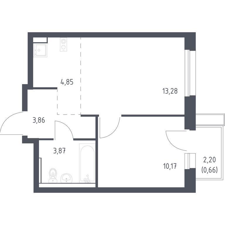 Apartment Sale, 36.1平方米 at Kvartal Aviatorov, ulitsa Koldunova, Aviatorov Microdistrict, Balashikha, Moscow Region, Russia #1