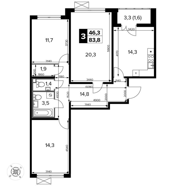 3-BD Apartment Sale, 84.1平方米 at Pervyi Leningradskiy, Pervy Leningradskiy Residential Complex, Moscow, Russia #2 3-BD Apartment Sale, 84.1平方米 at Pervyi Leningradskiy, Pervy Leningradskiy Residential Complex, Moscow, Russia #2