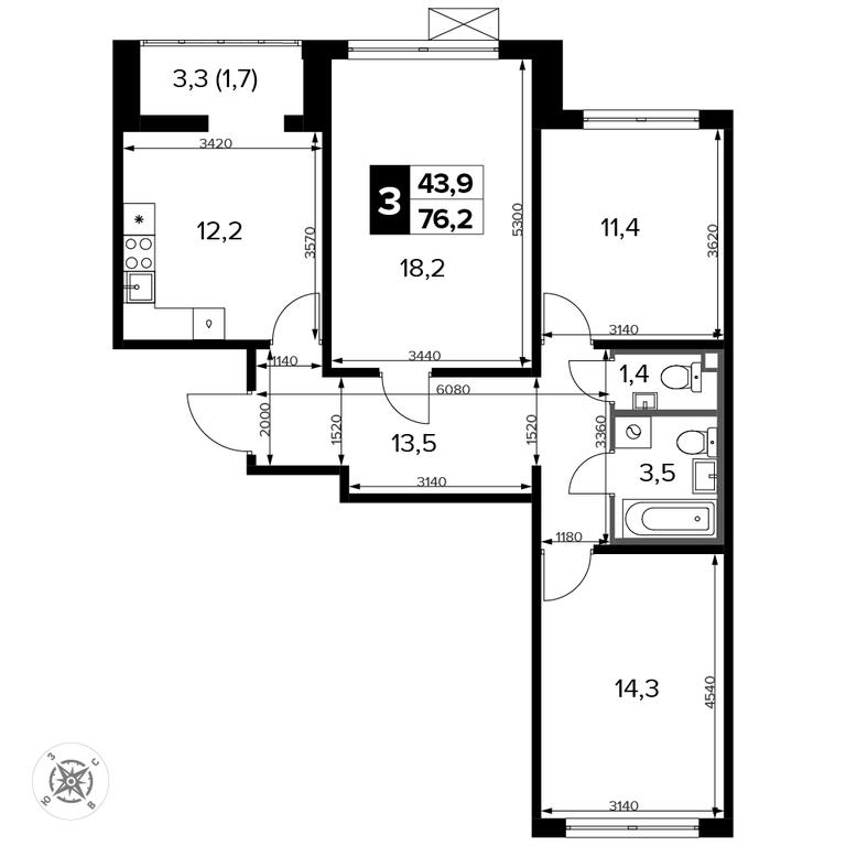 3-BD Apartment Sale, 76.4 sq. m. at Pervyi Leningradskiy, Pervy Leningradskiy Residential Complex, Moscow, Russia #2 3-BD Apartment Sale, 76.4 sq. m. at Pervyi Leningradskiy, Pervy Leningradskiy Residential Complex, Moscow, Russia #2