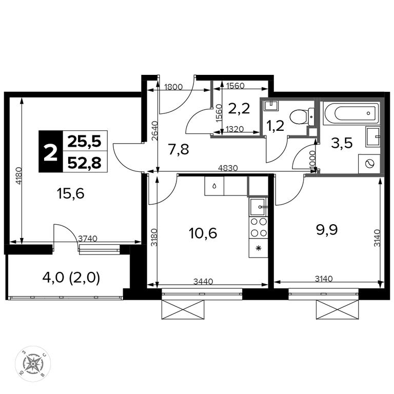 2-BD Apartment Sale, 53.2平方米 at Pervyi Leningradskiy, Pervy Leningradskiy Residential Complex, Moscow, Russia #2 2-BD Apartment Sale, 53.2平方米 at Pervyi Leningradskiy, Pervy Leningradskiy Residential Complex, Moscow, Russia #2